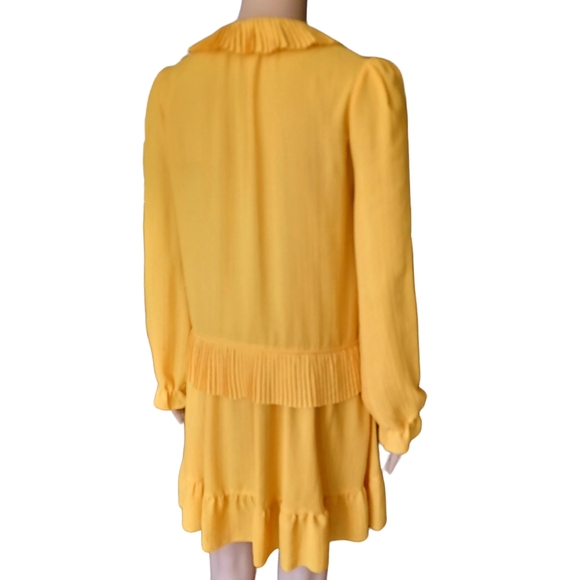 Athe Vanessa Bruno Womens Fringed Yellow Aline Dress Dropped Waist Size 34 - Picture 6 of 8